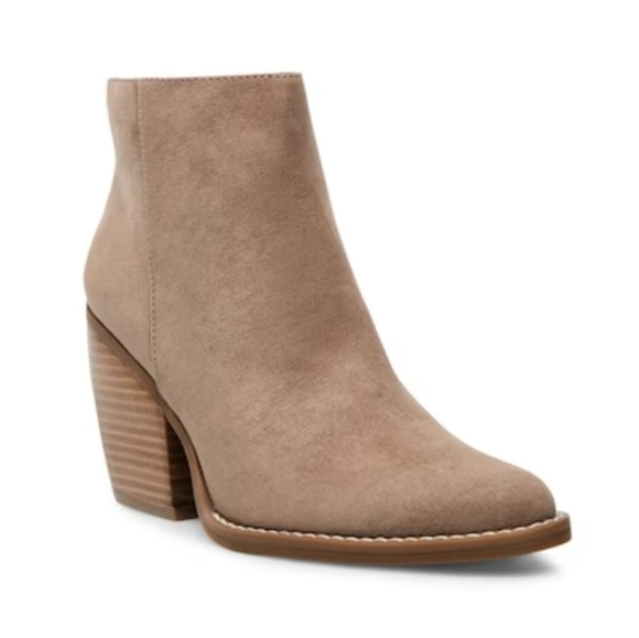 Madden Girl ankle boots Klicck Klick suede taupe tan block heel pointed toe 10 - Picture 3 of 9